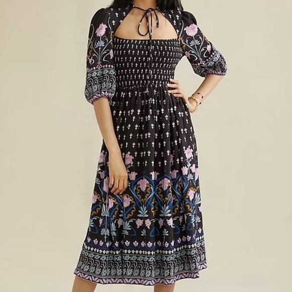 NEW Anthropologie Dasha Floral Midi Dress sz M - Picture 2 of 14